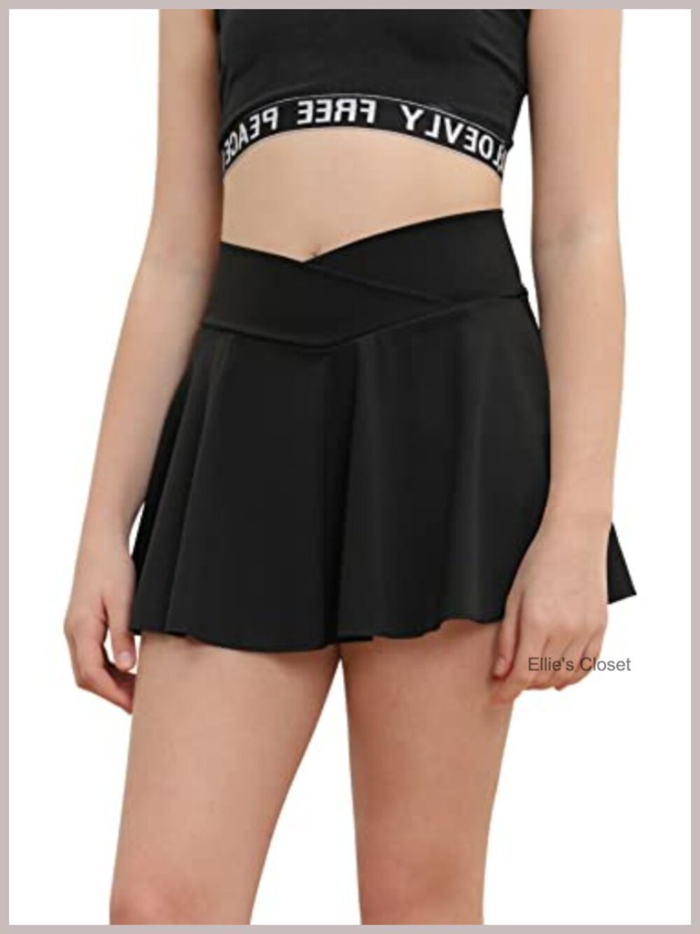 Girls Pleated Tennis Skirt with Pockets V Crossover High Waisted Golf Skorts